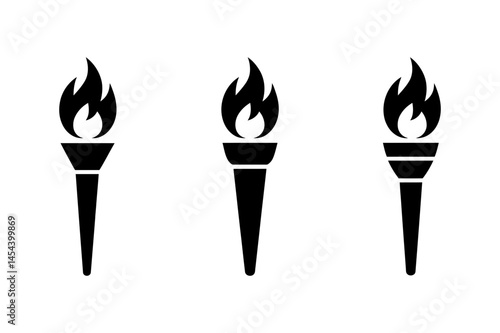 Three torches with flame vector icon illustration