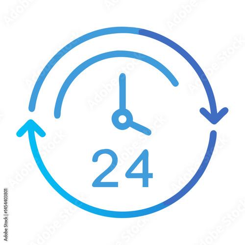 Free Download 24-Hour Arrow Clock Icon Representing Round-the-Clock Service and Availability - GFXLoad