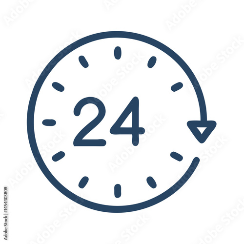 24-Hour Arrow Clock Icon Representing Round-the-Clock Service and Availability