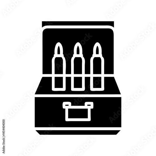 Ammunition Box Icon Representing Bullet and Shell Storage