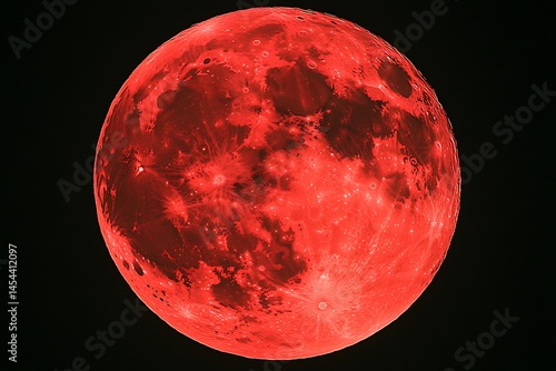 Red Moon in Night Sky