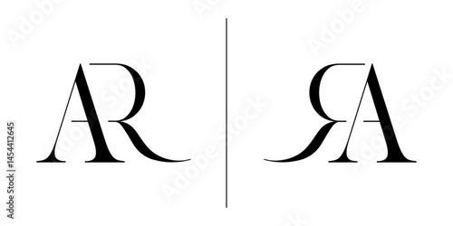 RA and AR initial letter logo designs. R and A monograms. Modern, minimalist & elegant logotypes. Editable vector logo templates, isolated on transparent background.