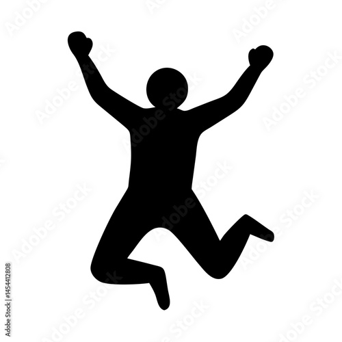 black silhouette vector of a man jumping with arms