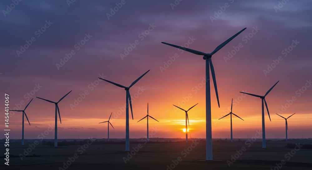 Majestic Sunset Over Wind Turbines: A Symbol of Green Energy and Sustainable Power Majestic Sunset Over Wind Turbines: A Symbol of Green Energy and Sustainable Power