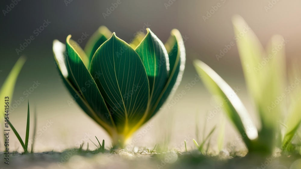 Fototapeta premium light green ground with deep green flower outer side
