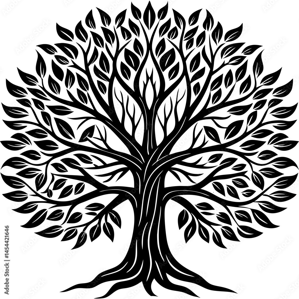 Obraz premium Vector round leaves Trees Silhouettes Pack Isolated on transparent background