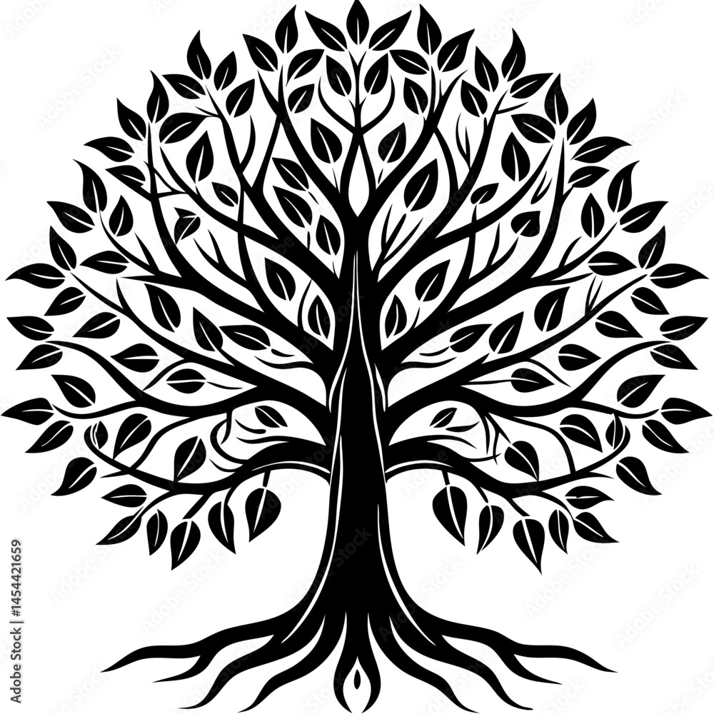 Obraz premium Vector round leaves Trees Silhouettes Pack Isolated on transparent background