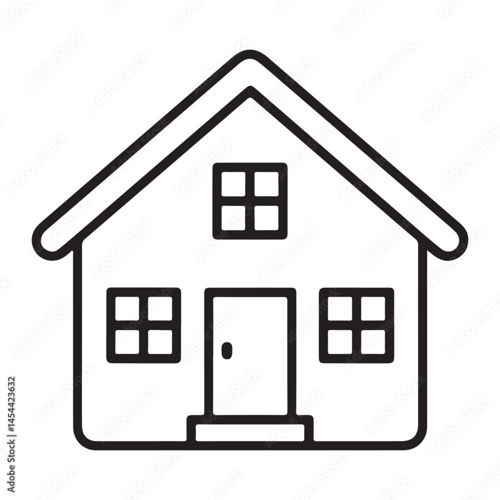 Simple House Outline Icon Black Line Art Home Symbol Simple House Outline Icon Black Line Art Home Symbol