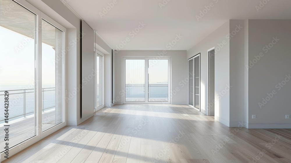 Empty Apartment with Large Windows Empty Apartment with Large Windows