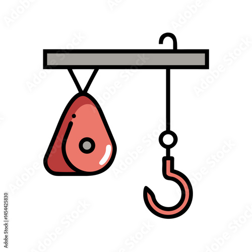 Hanging Meat Hook Icon Representing Slaughterhouse and Meat Processing