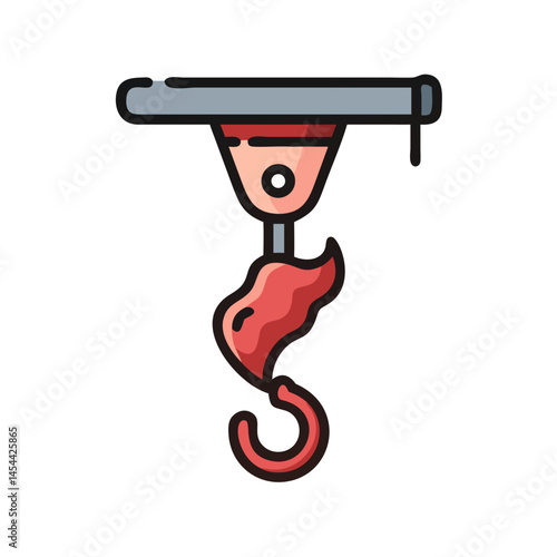 Hanging Meat Hook Icon Representing Slaughterhouse and Meat Processing