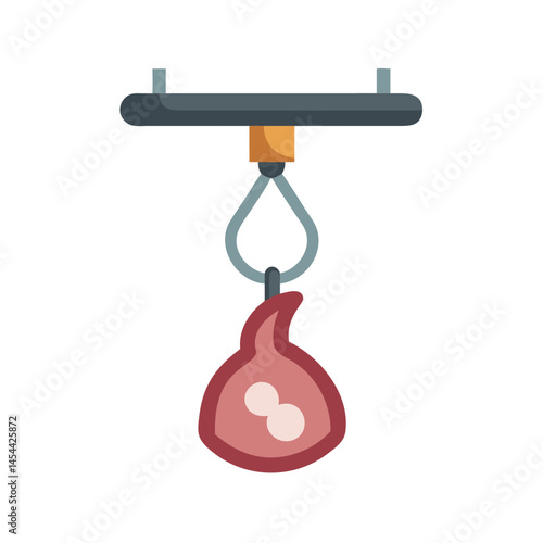 Hanging Meat Hook Icon Representing Slaughterhouse and Meat Processing