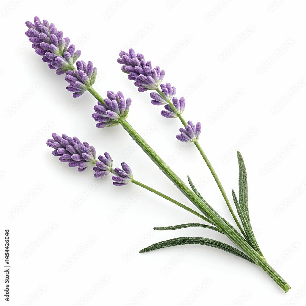 Naklejka premium Lavender 3D rendered flower isolated on a white background with vibrant purple tones and detailed textures