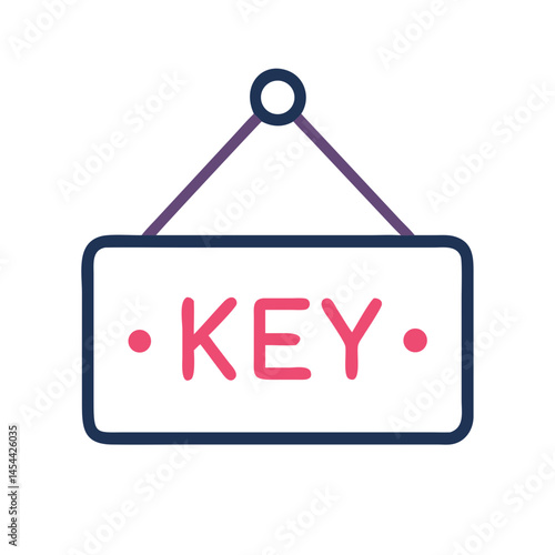 Hanging Sign with Key Icon Representing Store Entrance and Access