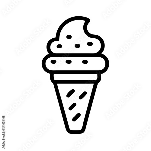 Ice Cream Cone Icon Representing Frozen Dessert and Sweet Treat