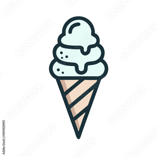 Ice Cream Cone Icon Representing Frozen Dessert and Sweet Treat