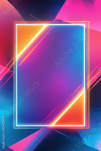Vibrant glowing frame with digital abstract color blend