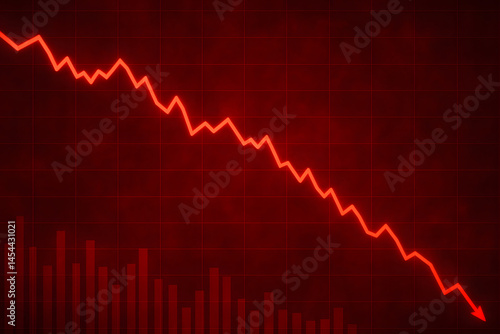 abstract red stock market crash chart going down background