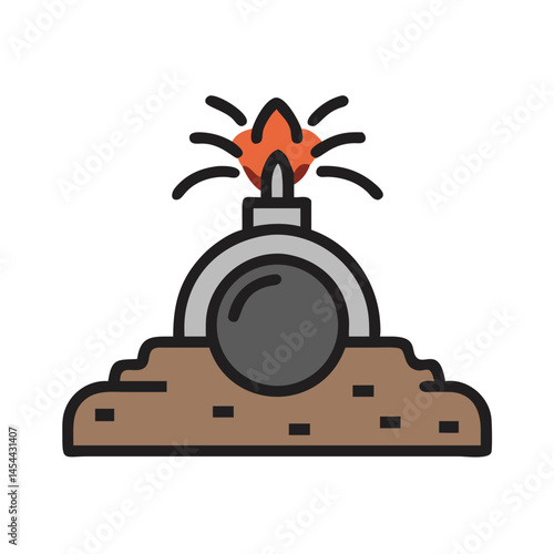 Landmine Explosion Icon Representing Ground Threat and Explosive Hazard