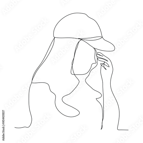 Sketch problem concept minimal woman emotion stress headache drawing line art.Female unhappy depress hand drawn continuous line concept with white ioslated background.Abstract,vector,illustration.