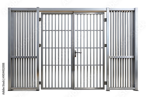 metal prison gate isolated on white background PNG,AI GENERATED