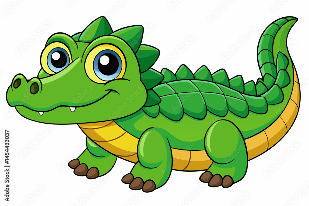 Naklejka premium A Cute Crocodile Vector art in Illustration on white Background