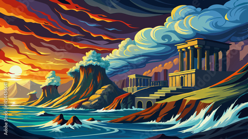 Waves pound against ancient black cliffs shaped by centuries of volcanic eruptions