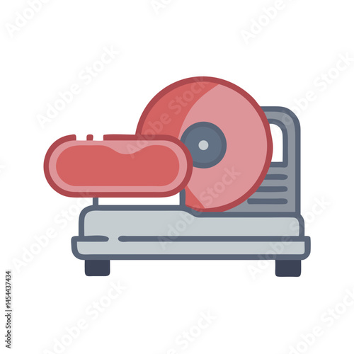 Meat Slicer with Sausage Icon Representing Deli and Food Preparation