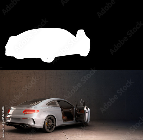 Sports Car with Open Dor 3d render image with alpha