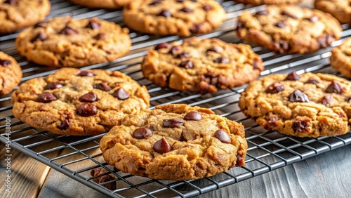 Wallpaper Mural Delicious monster cookies arranged in a neat row on a wire rack, with multiple cookies broken apart to show their chunky texture and caramelized edges, treats, monster cookies Torontodigital.ca