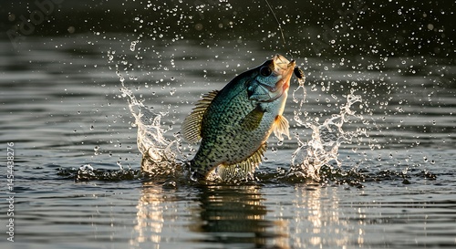 Crappie Fish Jumps Out of Water