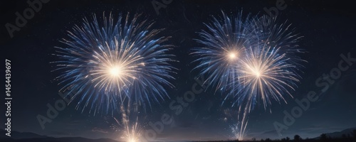 Isolated blue fireworks burst against a starry night sky , isolated fireworks, firework, starry night