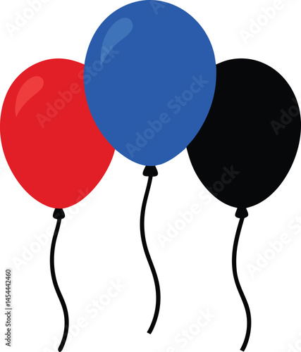 red black and blue balloons vector art illustration