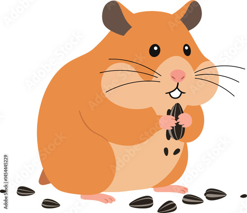 Hamster holding sunflower seeds vector illustration for tshirt and cup print designs 
