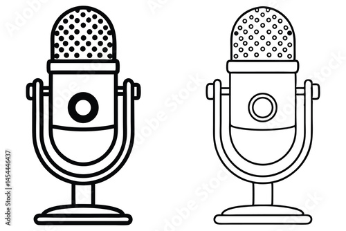 Two distinct microphone outlines showcase different textures on a white transparent background