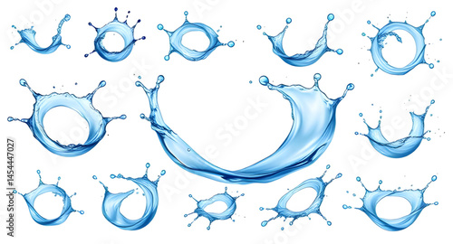  set of blue water splash