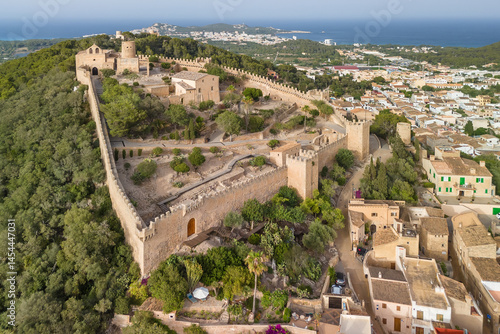 Obraz na płótnie Aerial view of the medieval Castle of Capdepera in Mallorca, Spain w salonie