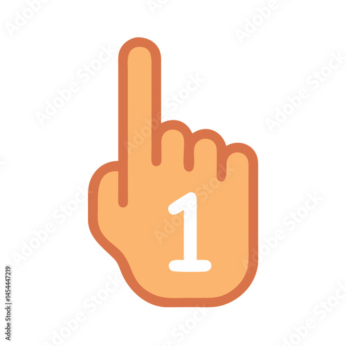 One Finger Up Icon Representing Number One and Affirmative Gesture