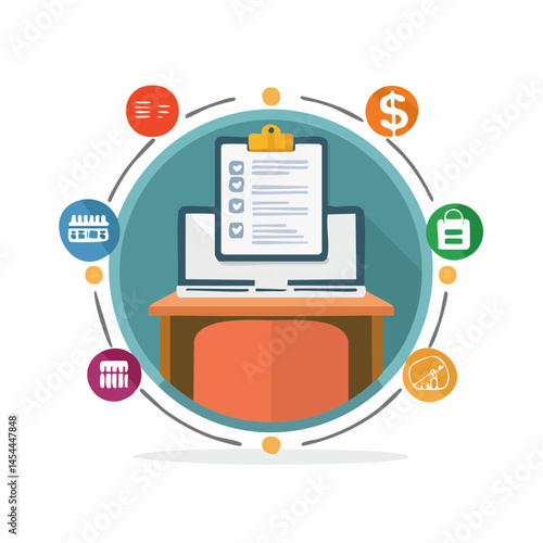 icon of infographics business, finance, books, design