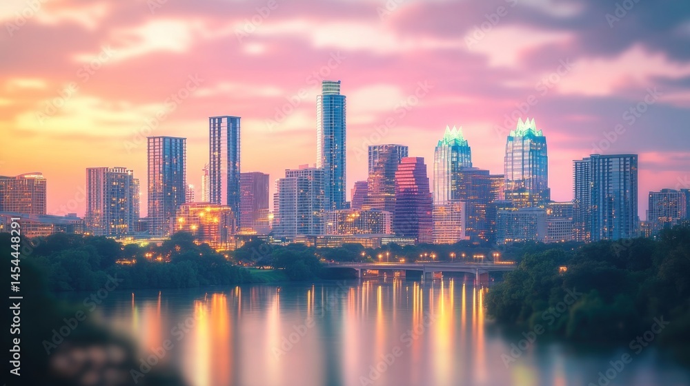 Fototapeta premium Austin skyline at sunrise
