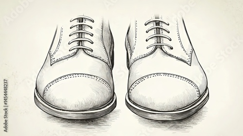 Detailed hand-drawn illustration of polished leather shoes.