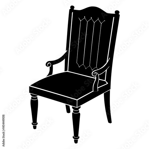 Find the perfect black armchair: elegant design, comfortable seating, classic style, home furniture decor isolated on transparent background