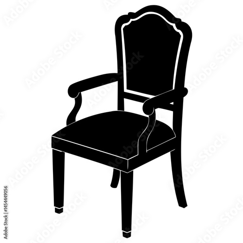 Elegant black armchair furniture design for living room seating and home decor ideas and antique chair style trends isolated on transparent background