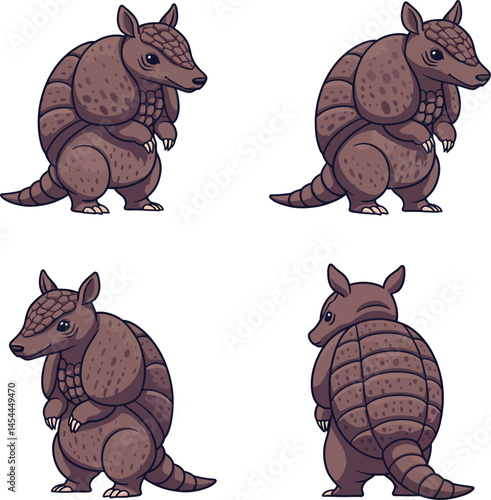 Armadillo vector illustration set ideal for t-shirt printing and   projects 