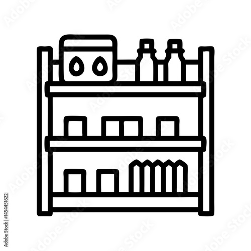 Pantry Shelf Icon Representing Office Beverage Station and Snack Storage