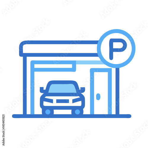 Parking Area Icon Representing Store Car Park and Vehicle Parking Space