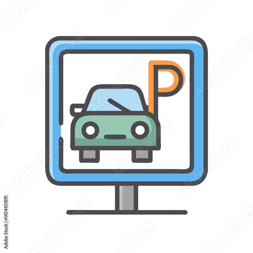 Parking Sign Icon Representing Designated Vehicle Space and Parking Area