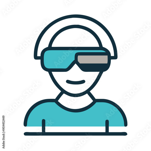Person Wearing VR Headset Icon Representing Immersive Virtual Reality Experience