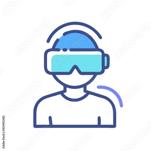 Person Wearing VR Headset Icon Representing Immersive Virtual Reality Experience