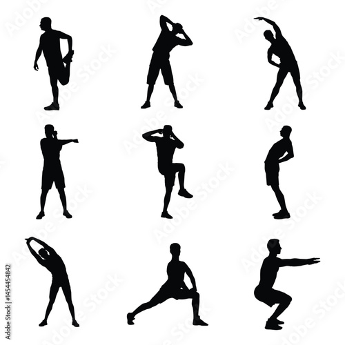 Silhouette of a man warming up before exercise